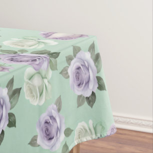 Sanfte lila und weiße Rosen mit Wasserfekteffekten Tischdecke