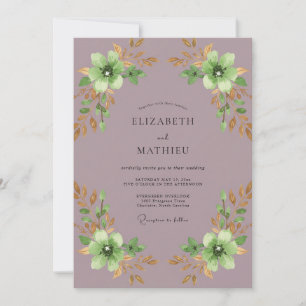 Sanfte Malven-Minzblüten-Hochzeit Einladung