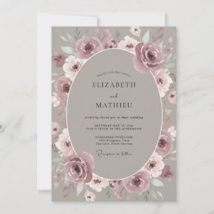 Sanfte Malvenblüten-Kranz-Hochzeit Einladung