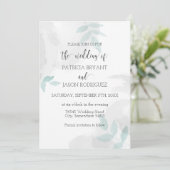 Sanfte Minze und graue Hochzeit Einladung (Stehend Vorderseite)