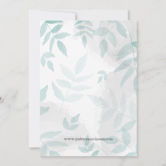 Sanfte Minze und graue Hochzeit Einladung (Rückseite)