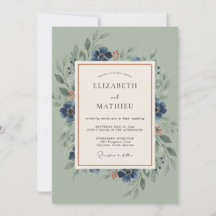 Sanfte Natur Hochzeit in Salbei Einladung