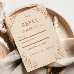 Sanfte Neutrale Botanik RSVP Karte
