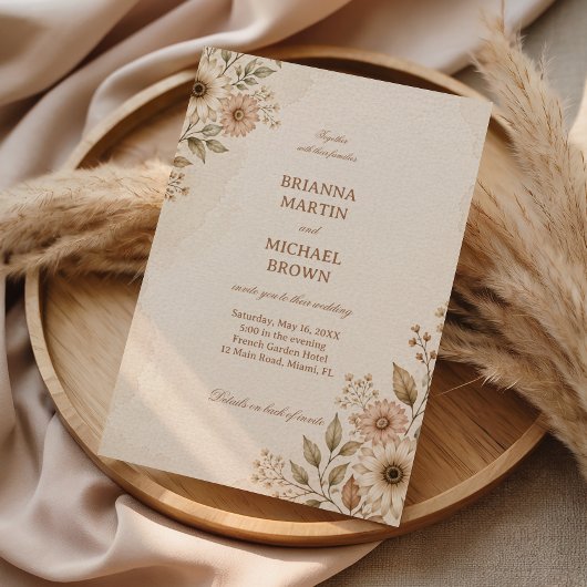 Sanfte neutrale Floral Save The Date