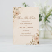 Sanfte neutrale Floral Save The Date (Stehend Vorderseite)