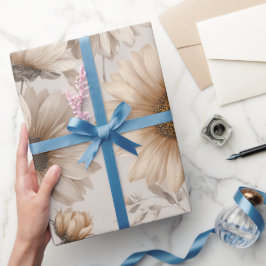 Sanfte neutrale Sonnenblumen-Creme-Blumenmuster Geschenkpapier