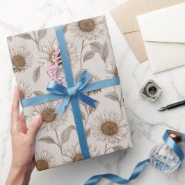 Sanfte neutrale Sonnenblumen-Creme-Blumenmuster Geschenkpapier