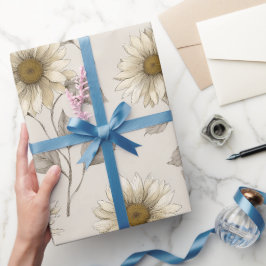Sanfte neutrale Sonnenblumen-Creme-Blumenmuster Geschenkpapier