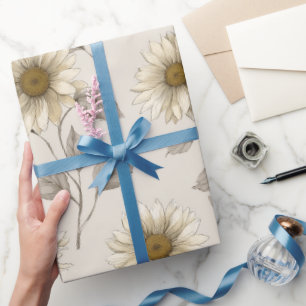 Sanfte neutrale Sonnenblumen-Creme-Blumenmuster Geschenkpapier