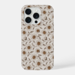 Sanfte neutrale Sonnenblumen-Creme-Blumenmuster iPhone 15 Pro Hülle