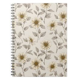 Sanfte neutrale Sonnenblumen-Creme-Blumenmuster Notizblock