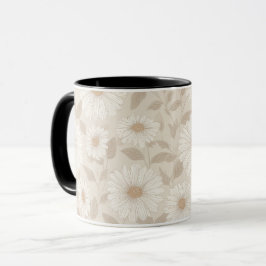 Sanfte neutrale Sonnenblumen-Creme-Blumenmuster Tasse