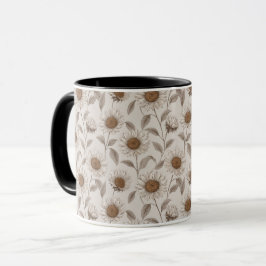 Sanfte neutrale Sonnenblumen-Creme-Blumenmuster Tasse