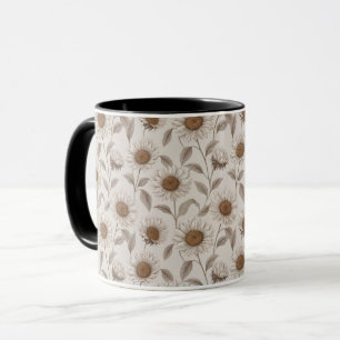Sanfte neutrale Sonnenblumen-Creme-Blumenmuster Tasse