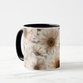 Sanfte neutrale Sonnenblumen-Creme-Blumenmuster Tasse