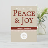 Sanfte neutrale Urlaubskarte | Logo hinzufügen Feiertagskarte (Stehend Vorderseite)