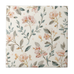 Sanfte neutrale Wildblumen-Salbei-Wasserfarbe-Bota Fliese