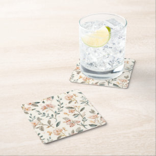 Sanfte neutrale Wildblumen-Salbei-Wasserfarbe-Bota Rechteckiger Pappuntersetzer