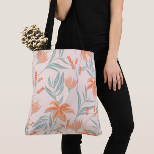 Sanfte Orange und Salbei-Pfirsich-Blumen-Botanik Tasche