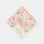 Sanfte Pastell-Aquarell-Blumen-Brautparty Serviette (Ecke)