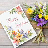 Sanfte Pastell-Aquarell-Frühlingsblumen-Geburtstag