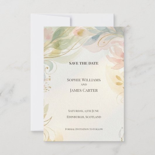 Sanfte Pastell-Blumen-Save-the-Date-Karte Save The Date (Vorderseite)