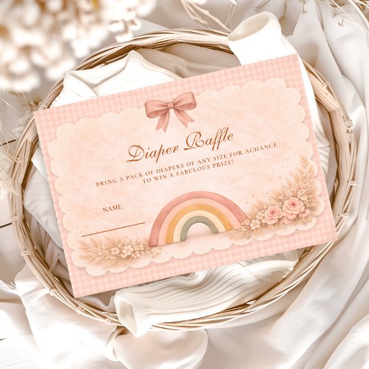 Sanfte Pastell-Boho-Regenbogen-Diaper-Raffle Begleitkarte