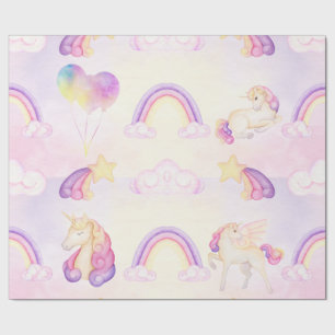 Sanfte Pastell Regenbogen Einhörner Wolken Und Ste Geschenkpapier
