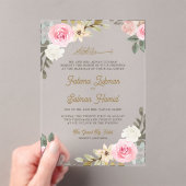 Sanfte Pastell-Rosa-Blumen-Islamische-Muslim-Hochz Acryleinladungen (Insitu (Handheld))