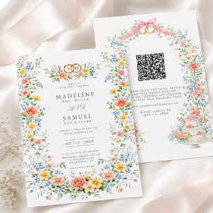 Sanfte Pastell-Rosé-Aquarell-Wildblumen-Blumenmust Einladung