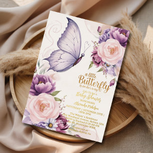 Sanfte Pastell Schmetterling Baby Shower Folieneinladung