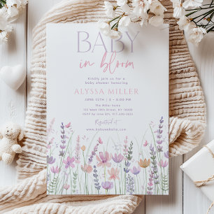 Sanfte Pastell-Wildblumen-Baby-in-Blüte-Baby-Party Einladung