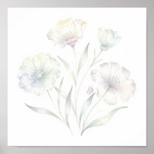 Sanfte Pastell-Wildblumen Wasserfarbe Eleganz Poster