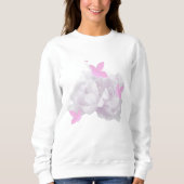 Sanfte Pfingstrosen und Schmetterlinge Sweatshirt (Vorderseite)