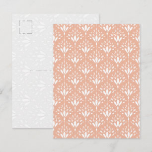 Sanfte Pfirsich-Art-Deco-Blumen-Postkarte Postkarte