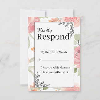 Sanfte Pfirsich-Frühlingsgarten-Hochzeit-RSVP RSVP Karte