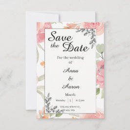Sanfte Pfirsich-Frühlingsgarten-Hochzeit - Termin Save The Date
