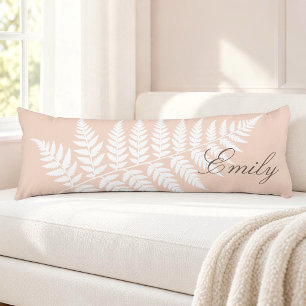 Sanfte Pfirsich Weiße Fern Elegant Minimalistisch Seitenschläferkissen