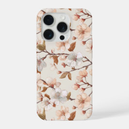 Sanfte Pfirsichblüten Elfenbein Blumenmuster iPhone 15 Pro Hülle