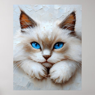 Sanfte Ragdoll-Katze – Malerische Pastellkompositi Poster