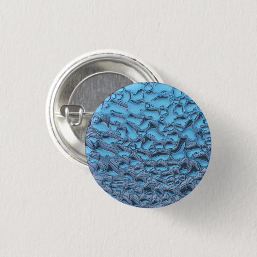 Sanfte Regentropfen aus blauem Glas Button (Vorne & Hinten)