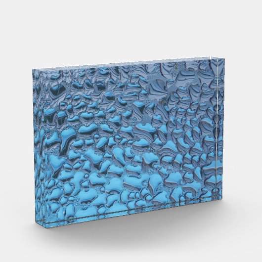 Sanfte Regentropfen aus blauem Glas Fotoblock (Links)