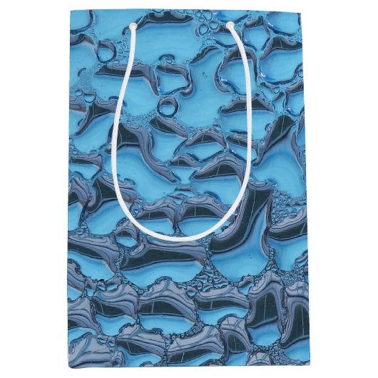 Sanfte Regentropfen aus blauem Glas Mittlere Geschenktüte (Vorderseite)