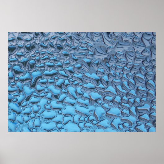 Sanfte Regentropfen aus blauem Glas Poster (Vorne)