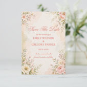 Sanfte Romantische Blüten Save The Date (Stehend Vorderseite)