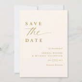 Sanfte Romantische Creme- und Gold-Hochzeit Save The Date (Vorderseite)