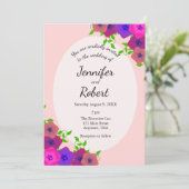 Sanfte romantische Rosa Petunia Einladung (Stehend Vorderseite)