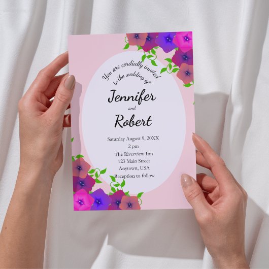 Sanfte romantische Rosa Petunia Einladung