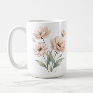 Sanfte rosa Aquarell-Blumenstrauß-Kunst Kaffeetasse