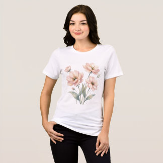 Sanfte rosa Aquarell-Blumenstrauß-Kunst Tri-Blend Shirt